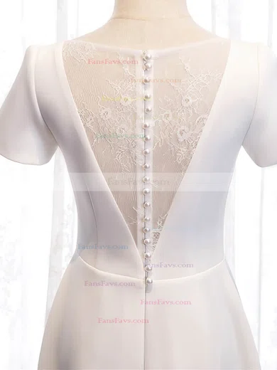 A-line Scoop Neck Stretch Crepe Tea-length Homecoming Dresses With Lace #Favs020110176