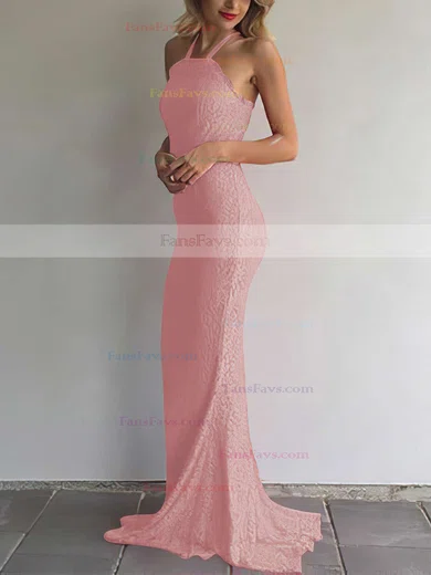 Sheath/Column Halter Lace Sweep Train Prom Dresses #Favs020105793