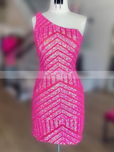 Sheath/Column One Shoulder Sequined Short/Mini Homecoming Dresses #Favs020110293