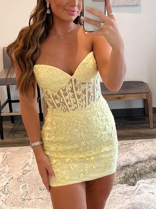 Sheath/Column Sweetheart Tulle Short/Mini Homecoming Dresses With Appliques Lace #Favs020110298 Sheath/Column Sweetheart Tulle Short/Mini Homecoming Dresses With Appliques Lace #Favs020110298