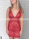 Sheath/Column V-neck Sequined Short/Mini Homecoming Dresses #Favs020110300