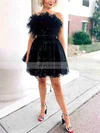 A-line Strapless Sequined Short/Mini Homecoming Dresses With Feathers / Fur #Favs020110303