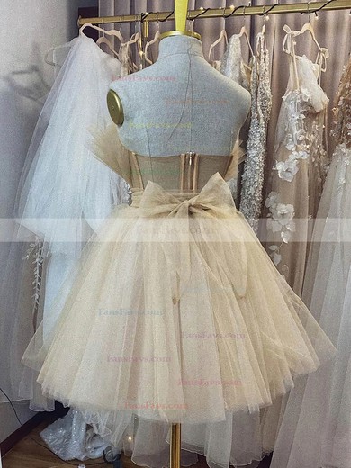 A-line Strapless Tulle Short/Mini Homecoming Dresses With Bow #Favs020110310