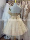 A-line Strapless Tulle Short/Mini Homecoming Dresses With Bow #Favs020110310