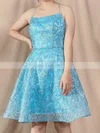 A-line Square Neckline Lace Tulle Knee-length Homecoming Dresses With Appliques Lace #Favs020110178