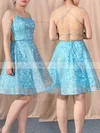 A-line Square Neckline Lace Tulle Knee-length Homecoming Dresses With Appliques Lace #Favs020110178