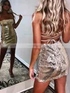 Sheath/Column Scoop Neck Sequined Short/Mini Homecoming Dresses #Favs020110183