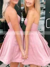 A-line Strapless Silk-like Satin Short/Mini Homecoming Dresses #Favs020110189