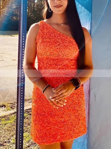 Sheath/Column One Shoulder Sequined Short/Mini Homecoming Dresses #Favs020110193