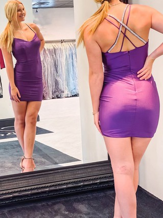 Sheath/Column V-neck Jersey Short/Mini Homecoming Dresses #Favs020110198 Sheath/Column V-neck Jersey Short/Mini Homecoming Dresses #Favs020110198