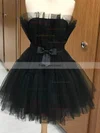 A-line Strapless Tulle Short/Mini Homecoming Dresses With Sashes / Ribbons #Favs020110200