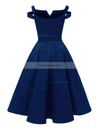 A-line V-neck Satin Knee-length Homecoming Dresses #Favs020110203