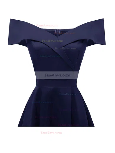 A-line Off-the-shoulder Satin Knee-length Homecoming Dresses #Favs020110205