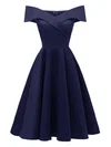 A-line Off-the-shoulder Satin Knee-length Homecoming Dresses #Favs020110205