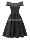 A-line Off-the-shoulder Satin Knee-length Homecoming Dresses #Favs020110205