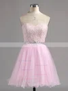 Ball Gown Sweetheart Tulle Short/Mini Beading Short Prom Dresses #Favs020101804