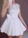 A-line Scoop Neck Satin Short/Mini Homecoming Dresses With Bow #Favs020110232