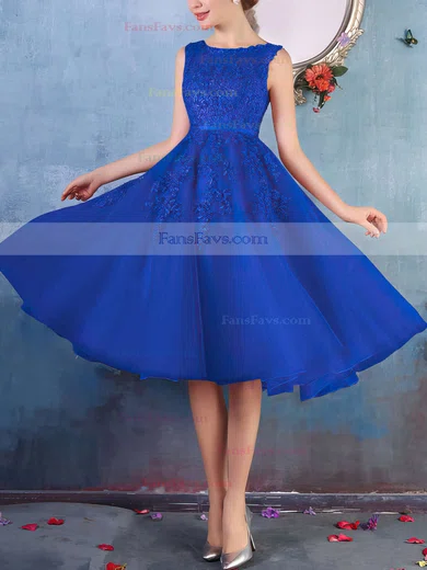 New Style Scoop Neck Tulle Appliques Lace Knee-length Short Prom Dresses #Favs020102050