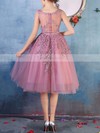 New Style Scoop Neck Tulle Appliques Lace Knee-length Prom Dresses #Favs020102050