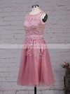 New Style Scoop Neck Tulle Appliques Lace Knee-length Prom Dresses #Favs020102050
