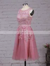 New Style Scoop Neck Tulle Appliques Lace Knee-length Short Prom Dresses #Favs020102050