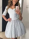 A-line V-neck Lace Short/Mini Homecoming Dresses #Favs020110239