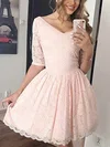 A-line V-neck Lace Short/Mini Homecoming Dresses #Favs020110241