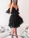 A-line V-neck Lace Tulle Short/Mini Homecoming Dresses With Beading #Favs020110253