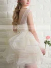 A-line Scoop Neck Lace Organza Short/Mini Bow Short Prom Dresses #Favs020102158