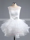 A-line Scoop Neck Lace Organza Short/Mini Bow Short Prom Dresses #Favs020102158