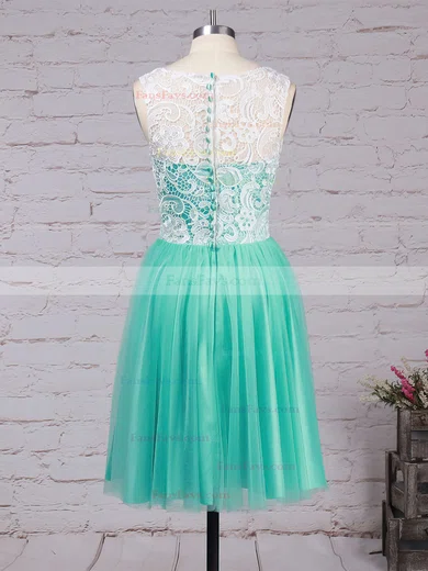 A-line Scoop Neck Lace Tulle Short/Mini Short Prom Dresses #Favs020102213
