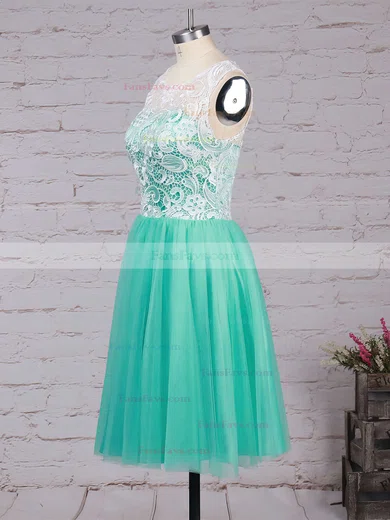 A-line Scoop Neck Lace Tulle Short/Mini Short Prom Dresses #Favs020102213
