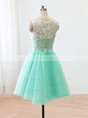 A-line Scoop Neck Lace Tulle Short/Mini Short Prom Dresses #Favs020102213