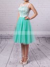 A-line Scoop Neck Lace Tulle Short/Mini Prom Dresses #Favs020102213
