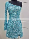Sheath/Column One Shoulder Sequined Short/Mini Homecoming Dresses With Split Front #Favs020110563