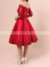 A-line Scalloped Neck Satin Short/Mini Appliques Lace Prom Dresses #Favs020102397
