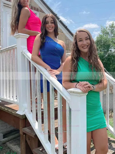 Sheath/Column One Shoulder Jersey Short/Mini Homecoming Dresses #Favs020110579