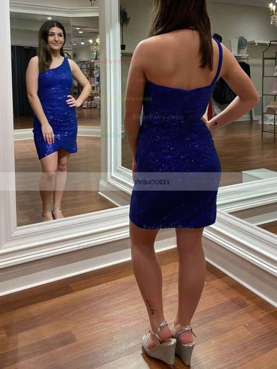 Sheath/Column One Shoulder Sequined Short/Mini Homecoming Dresses #Favs020110587