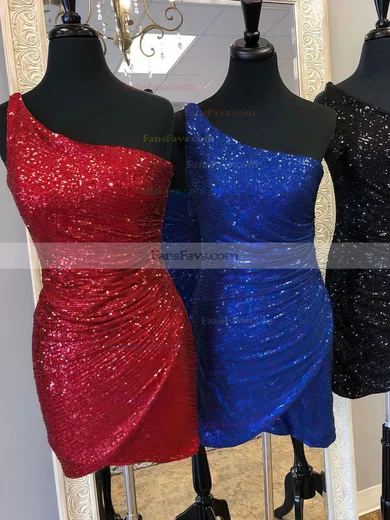 Sheath/Column One Shoulder Sequined Short/Mini Homecoming Dresses #Favs020110587