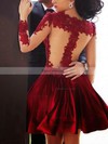 A-line Scoop Neck Satin Short/Mini Appliques Lace Prom Dresses #Favs02016430