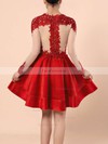 A-line Scoop Neck Satin Short/Mini Appliques Lace Prom Dresses #Favs02016430