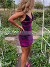 Sheath/Column V-neck Velvet Short/Mini Homecoming Dresses #Favs020110591