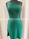 Sheath/Column One Shoulder Silk-like Satin Short/Mini Homecoming Dresses With Split Front #Favs020110592