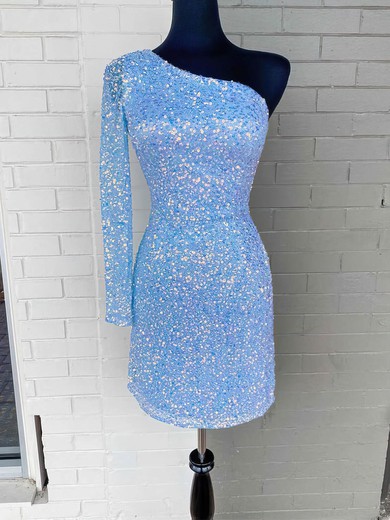 Sheath/Column One Shoulder Sequined Short/Mini Homecoming Dresses #Favs020110597