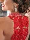 A-line Scoop Neck Lace Chiffon Short/Mini Tiered Red New Style Short Prom Dresses #Favs020102822