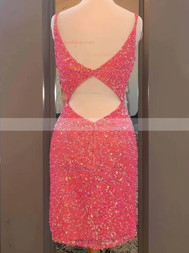 Sheath/Column V-neck Sequined Short/Mini Homecoming Dresses #Favs020110604