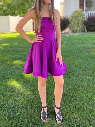 A-line Square Neckline Satin Short/Mini Homecoming Dresses #Favs020110607 A-line Square Neckline Satin Short/Mini Homecoming Dresses #Favs020110607