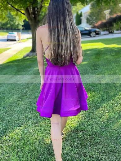 A-line Square Neckline Satin Short/Mini Homecoming Dresses #Favs020110607