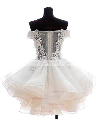 Princess Off-the-shoulder Organza Tulle Short/Mini Appliques Lace Cute Prom Dresses #Favs020102801