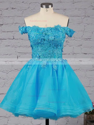 Princess Off-the-shoulder Organza Tulle Short/Mini Appliques Lace Cute Short Prom Dresses #Favs020102801